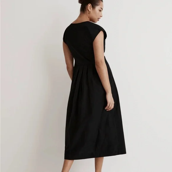 Madewell Poplin Button-Front Midi Dress Black Size XL - Picture 3 of 6